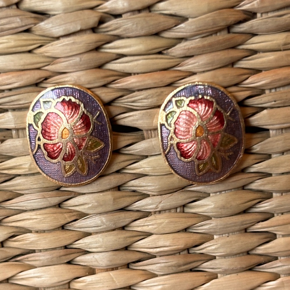 Vintage cloisonné stud earrings